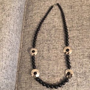 Sterling silver and black bead necklace
